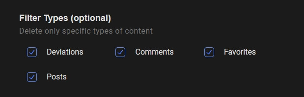 Delete Deviations, Comments, Posts, and Favorites