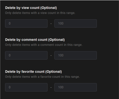 Delete Flickr content according to view, comment, or favorite count