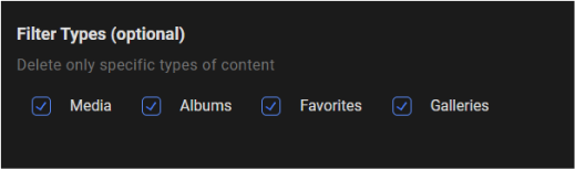 Delete according to filter types