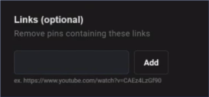 Delete Only Pins Containing These Links